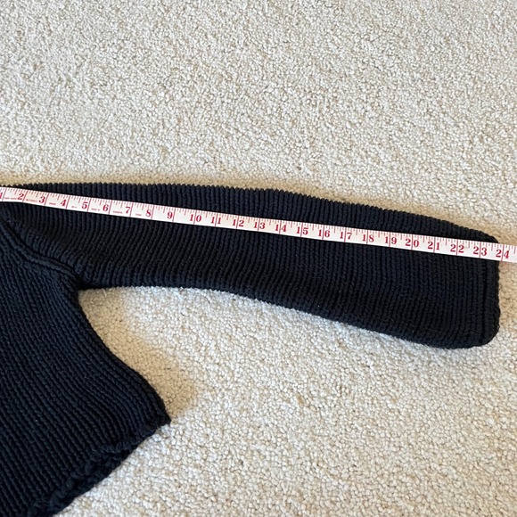 CIDER Black Chunky Knit Cropped V Neck Sweater Size S - Picture 6 of 6